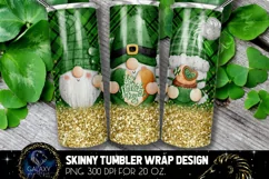Gnome St Patricks Day 20 Oz. Skinny Tumbler Wrap Sublimation Product Image 1