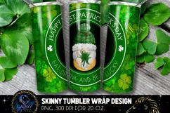 Gnome St Patricks Day 20 Oz. Skinny Tumbler Wrap Sublimation Product Image 1