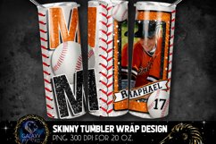 Add Photo Orange Baseball Mom Tumbler Design, Black Orange Product Image 2
