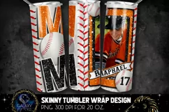 Add Photo Orange Baseball Mom Tumbler Design, Black Orange Product Image 2