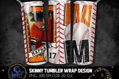 Add Photo Orange Baseball Mom Tumbler Design, Black Orange Product Image 1