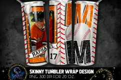 Add Photo Orange Baseball Mom Tumbler Design, Black Orange Product Image 1
