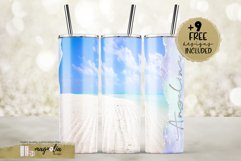 Add your text beach tumbler 20 oz skinny tumbler wrap design Product Image 1