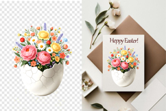 Easter Floral Clipart Watercolor Spring Flowers in Eggshells Product Image 3