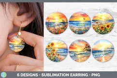 Bundle of six Watercolor Ocean Round Earrings designs.