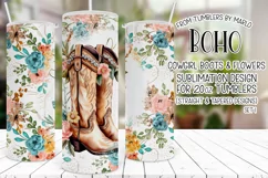 Bohemian Tumbler, Floral Tumbler, Boho Western Cowgirl Boots Product Image 1