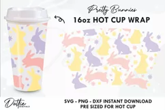 Pretty Bunnies No Hole Starbucks 16oz Hot Cup Wrap SVG Product Image 1
