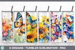 Bundle of six Watercolor Butterflies Tumbler designs.
