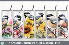 Bundle of six Watercolor Chickadees Tumbler designs.
