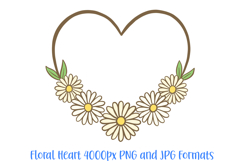 Pretty Daisy Heart Wreath Flower Graphic Clipart PNG Illustration