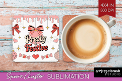 Pretty &amp; Festive Xmas Square Coaster Christmas Coaster PNG Product Image 1