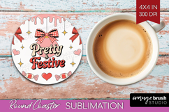 Pretty &amp; Festive Xmas Round Coaster Christmas Coaster PNG Product Image 1