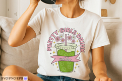 Pretty Girls Drink Matcha Hand-drawn SVG PNG Design Product Image 2