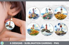 Bundle of six Watercolor Lighthouse Round Earrings designs.