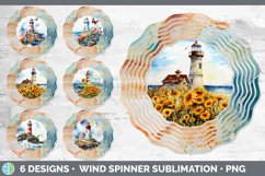 Bundle of six Watercolor Lighthouse Wind Spinner designs.