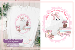 Cute Ghost PNG: bookish iced coffee ghost Sublimation Product Image 2