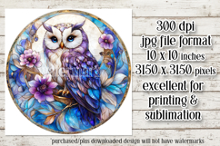 Owl Wind Spinner, Owl Round Design, Stained Glass Owl, d6 Product Image 2
