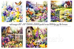 Watercolor Purple Garden Wind Spinners Sublimation Designs Product Image 2