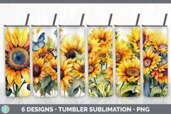 Bundle of six Watercolor Sunflowers Tumbler designs.