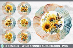 Bundle of six Watercolor Sunflowers Wind Spinner designs.