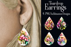 Watercolor Flower Earrings, Floral Teardrop Earrings, s2 Product Image 1