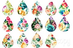 Pretty Watercolor Roses, Flower Teardrop Earring Designs Product Image 2