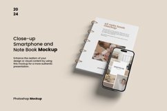 Close-up Smartphone and Note Book Mockup Product Image 1