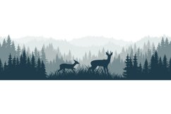 seamless vector woodland background with roe deers Product Image 2
