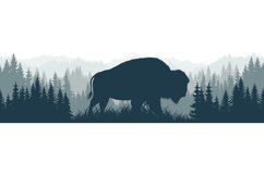 seamless vector woodland background with zubr bison Product Image 2