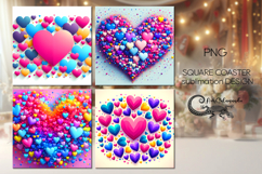 Love Hearts | valentine square coaster sublimation design Product Image 1