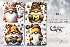 Halloween gnome | 4 funny square coaster sublimation design Product Image 1