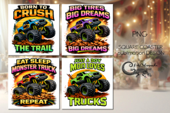 Monster Truck Coaster Bundle | 4 square coasters sublimation Product Image 1