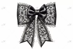 Black Lace Bow watercolor clipart Product Image 1