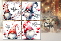 Valentine gnome | love square coaster sublimation designs P Product Image 1