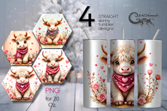 Valentine animals | cow Skinny tumbler sublimation design Product Image 1