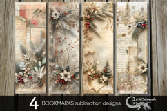 Vintage Christmas | 4 Xmas bookmarks sublimation designs P Product Image 1