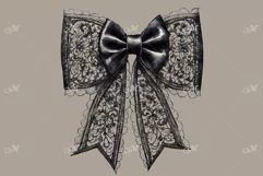 Black Lace Bow watercolor clipart Product Image 2
