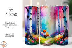 Fox In Forest Tumbler Sublimation Wrap Product Image 1