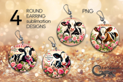 Valentine farmhouse | 4 Round earring Sublimation designs PL Product Image 1