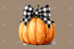 Watercolor Pumpkin with a Bow Clipart Product Image 3