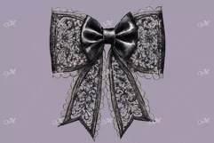 Black Lace Bow watercolor clipart Product Image 3