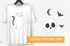 Cat Ghost Halloween PNG AI EPS JPG Product Image 3