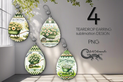 Vintage Spring | 4 flowers Sublimation Teardrop earrings Product Image 1