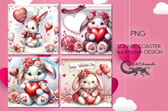 Valentine Rabbit | 4 love square coaster sublimation designs Product Image 1
