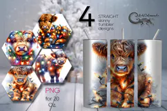 Christmas cow & garland | 4 Sublimation Tumbler designs Product Image 1