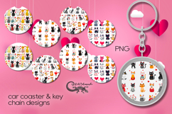 Valentine cat | love 4 car coaster &amp; 4 key chain designs Product Image 1
