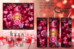 Watercolor Valentine gnome | Skinny tumbler Sublimation PLUS Product Image 1