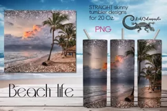 Oil paint Beach life | Skinny Tumbler Sublimation design P Product Image 1