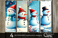 Christmas Snowman card | 4 Xmas bookmarks sublimation P Product Image 1