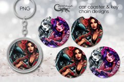 Motorcycle girl | Car coaster &amp; key chain sublimation PLUS Product Image 1